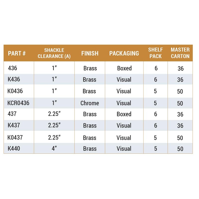 Sesamee K0437 4 Dial Bottom Resettable Combination Brass Padlock with