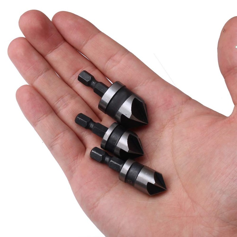 Leful 3 pcs 1/4 Inch Hex Shank, Countersink Drill Bit