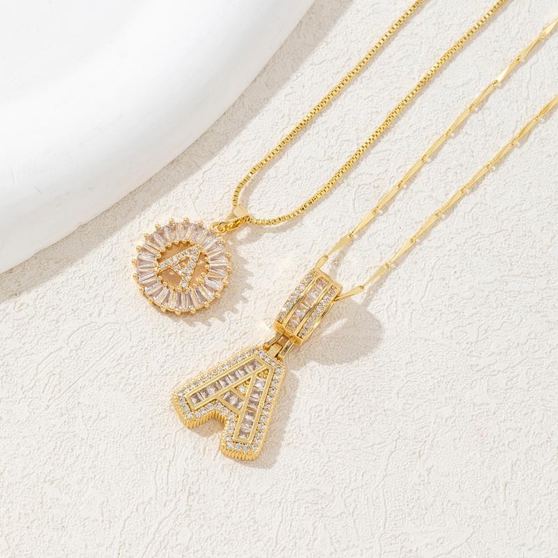 Alphabet Pendant Full Diamond Rock Candy 26 Letters Necklace for