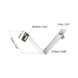 sourcing map Pack of 5 Double Button Kayak Paddle Snap Spring Clip 51 mm x 5.8 mm 65Mn Spring Steel V-shaped Fixed Lift Telescopic Tube Rod Clips for Tent Umbrella Camping, Silver Tone