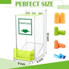 Vercraft 6'' x 13'' x 8'' Compact Ear Plug Dispenser with Cover and Front Pocket Small Clear Acrylic Holder for Table Wall Mount Earplug Protection Industrial Factory Office Nursery Home