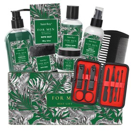 Christmas Bath and Body Gift Basket Set for Men Dad Birthday Men Gift Set Gifts for Him Spa Kit Perfume Spa Bath Gift Set husband gift baskets for man, Mens Bath Beard Gift Basket Mens Gift Set