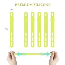 Donruby 30Pcs Silicone Cable Ties - Reusable & Washable with Adjustable Locking Buckles, High Elasticity Cable Management Straps for Home, Office, School, Travel Essential Cord Organizer (Light Green)