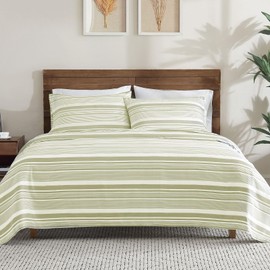 ClevaHome Classic Stripe Sheet Set - 4 Pieces Super Soft & Breathable Bed Sheet Set with Deep Pocket, Enhanced Comfort & Easy Care (King, Sage Stripe)