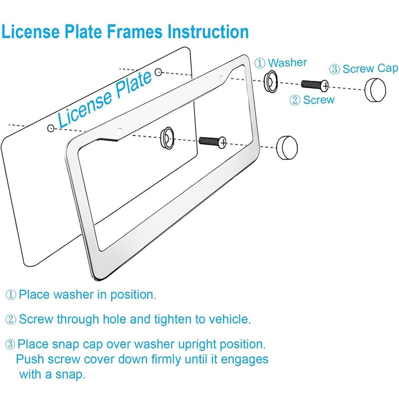 2pcs for US Navy Veteran License Plate Frames – Silver
