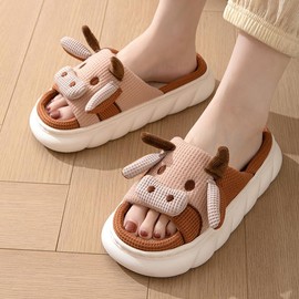 Yoroka Cartoon slippers Cute Animal Shape Slippers,Thick Sole Soft Indoor Outdoor Slippers for Women Cow-BN-11