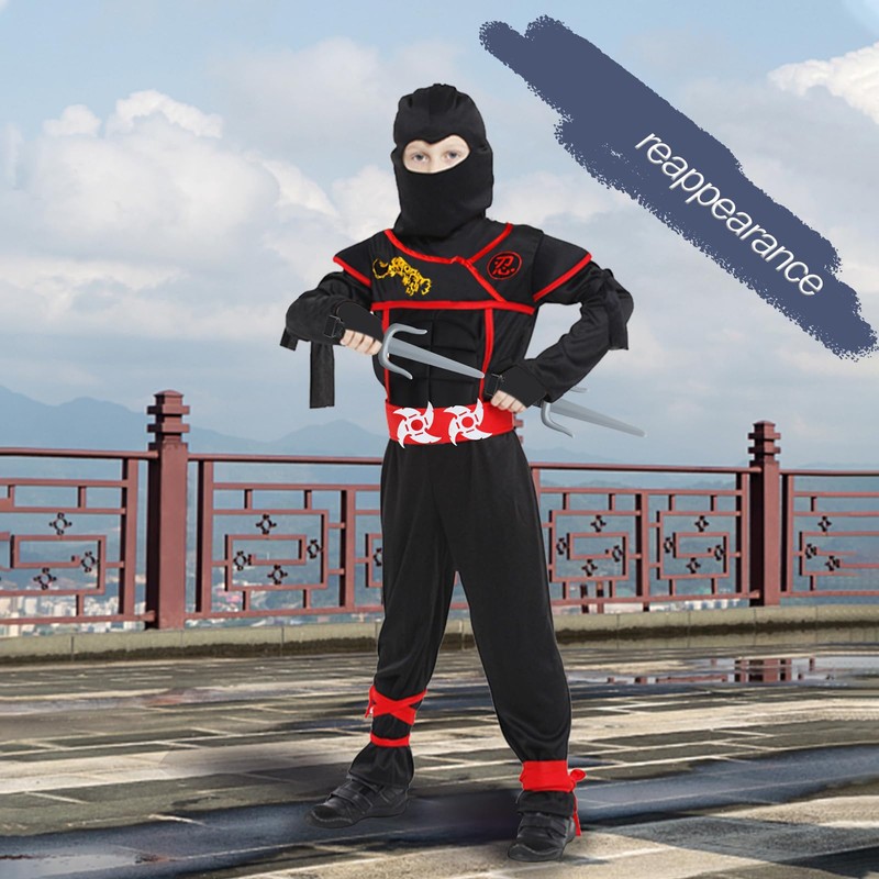 GUBOOM Ninja Costume for Children, Muscle Suit Samurai Ninja, Suitable