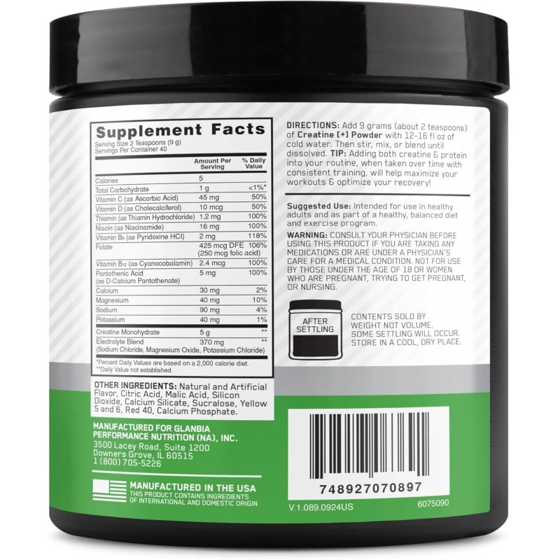 Optimum Nutrition, 3-in-1 Creatine Powder, Peach Strawberry, 12.69 Oz. Ex: