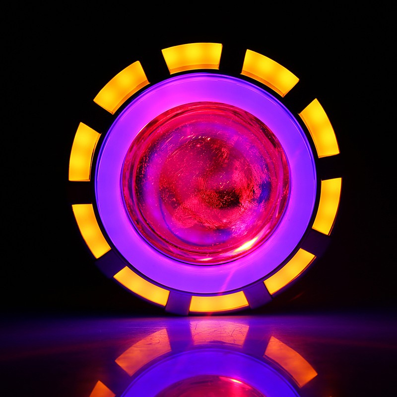 Motorcycle LED Headlight Projector Lens Dual Angel & Devil Eye