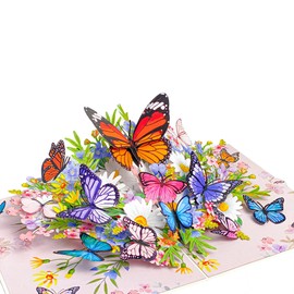 T4s - Butterfly Birthday Cards, 6x8 Inch Pop up Birthday Cards for Women, Mom, Wife, Daughter, Anniversary Card, Mothers Day Card with Envelopes.