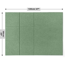 DECORITA Large Cork Board Alternative - 47"x35" 12 Pack Felt Wall Tiles with Safe Removable Adhesive Tabs, Cork Wall Tiles Cork Board for Home Office Pin Board Tack Board 48 x 36 - Forest Green