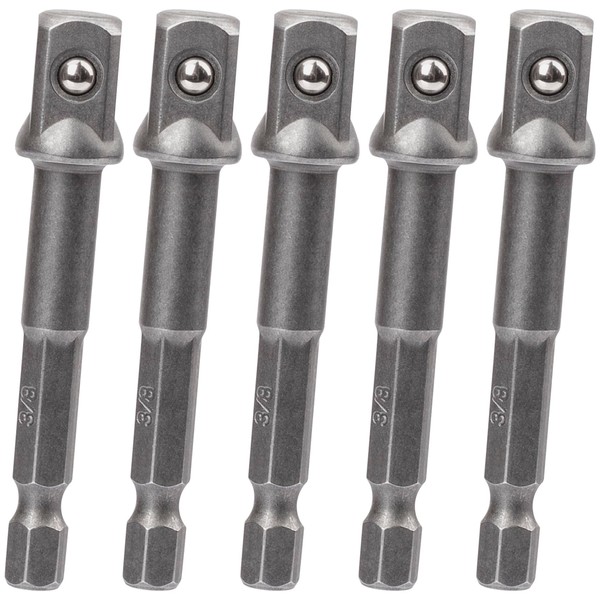 OIIKI 5 Pack 3/8 inch (10mm) Square Socket Adapter Bit