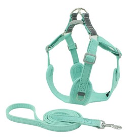 Benala No Pull Dog Harness Leash Reflective- Velvet Pet Harness Comfortable Adjustable Control - Step-in Walk Running DOD Cat Harness Set,Green,S