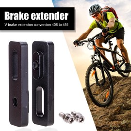 Bicycle Brake Adapter, V Brake Pads Adapter, Bicycle V Brake Extension Made of Aluminium Alloy 406 to 451/14 to 16 Inch Converter Adapter Suitable for All Large Lines (Black)