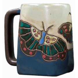 Mara Stoneware Mug - Butterflies - Blue 12 oz.