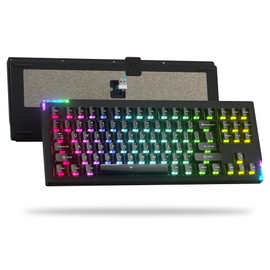 Rainy75 SK87 75% Keyboard QMK/VIA, Full Aluminum Wireless Gaming Keyboard RGB,Creamy Mechanical Key Board,3-Mode Custom Gasket Hot Swappable for Windows&Mac,POM Linear Switch (Black)