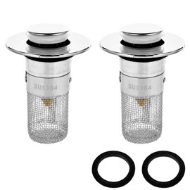 Pack of 2 Sink Plugs for 34-40 mm Drain Drain, Universal Pop Up Drain Strainer Sink, Drain Plug Sink with Hair Strainer, Drain Plug for Countertop Washbasins