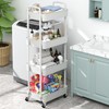 Sywhitta 4-Tier Plastic Rolling Utility Cart with Handle, Multi-Functional Storage