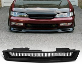 YLT AUTO Front Bumper Upper Grille Guard Black ABS Honeycomb Shaped Air Intake for 1994 1995 1996 1997 Honda Accord Type-R