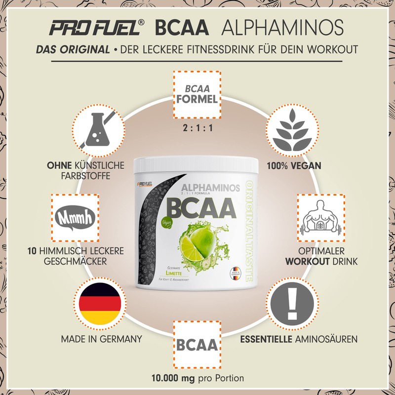 ProFuel BCAA Pulver 900g LIMETTE - Alphaminos BCAA 2:1:1 Drink