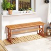 Tangkula Outdoor Acacia Wood Bench, Set of 2 Backless Patio