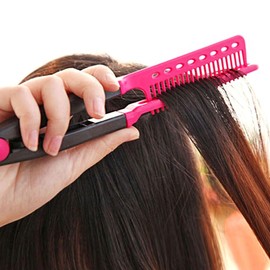 Portable Volume Curling Styling Iron Comb (Special Price) - Pink / 휴대용 볼륨 컬링 스타일링 고데기 빗(특가) - 핑크