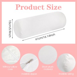2PCS Neck Roll Pillowcases, 17x4 Inch Round Pillow Covers Cervical Neck Roll Pillow Cover Round Necks Pillows Cover Cylindrical Pillows Covers with Zipper for Home Decor (White)