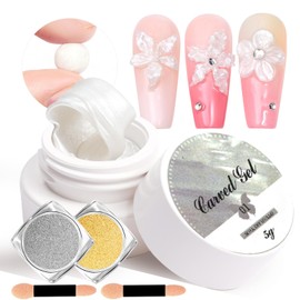 U-Shinein 3D Nail Gel, Pearl Solid Sculpting Gel with Chrome Nail Powder, No Stick Hand Gel for Building Carving Molding Nail Extension for Nail Decoration, Soak Off UV/LED Nail Art Salon Home DIY