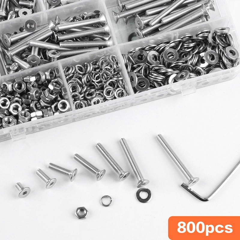 800 Pcs M4 Screws Set, M4 Bolts and Nuts Set,