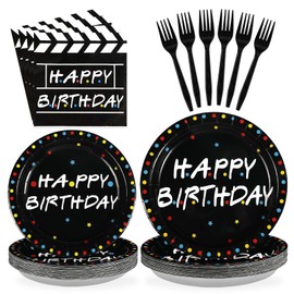 Grencian 96 Pcs iFriends Birthday Party Supplies iFriends Birthday Party Decorations iFriends TV Series Plates Tableware Set for TV Show Fans Friend Themed Parties Decor Serves 24