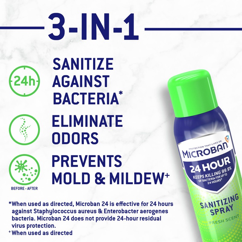 MICROBAN Disinfectant Spray, 24 Hour Sanitizing and Antibacterial Spray, Sanitizing