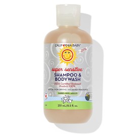 California Baby Super Sensitive Baby Shampoo and Body Wash | 100% Plant-Based | Gentle Fragrance Free Shampoo | Hypoallergenic | 251 mL / 8.5 oz