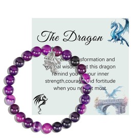 MollyQueen Dragon Bracelet for Women Dragon Lover Gifts Dragon Spirit Animal Gifts Dragon Charm Jewelry Gifts for Women(Purple Dragon Bracelet)