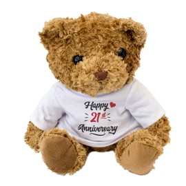 NEW - Happy 21st Anniversary - Teddy Bear - Cute Soft Cuddly - Gift Present 21 Year