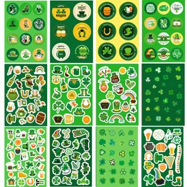 414PCS St Patricks Day Stickers, St. Patrick's Day Stickers for Kids Shamrock Stickers for Party Favors Supplies Games Gifts Reward