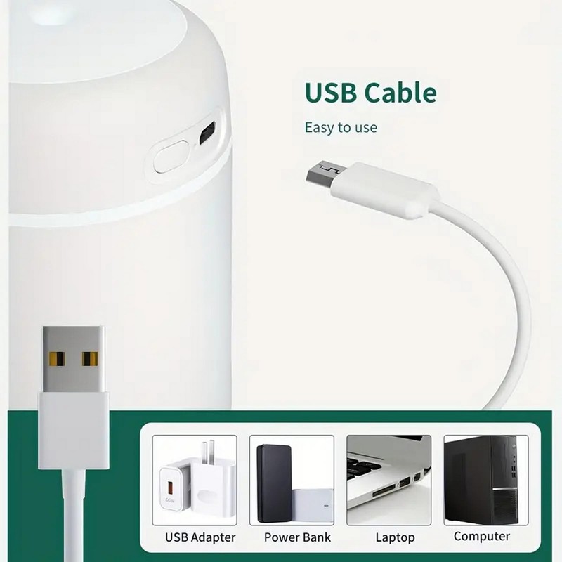 Portable Mini Humidifier, Colorful, Cool Mist, USB Powered. Perfect for