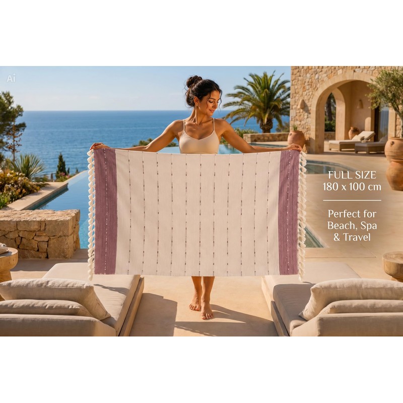 WEFLORIA Turkish Peshtemal Towel – 100% Cotton, Lightweight & Quick