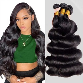 Body Wave Bundles Human Hair 12 14 16Inch 3 Bundles Human Hair Extensions 12A Brazilian 100% Human Hair Bundles Natural Black Color For Women