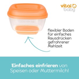 Vital Baby Freezer Bowls with Lid/Food Storage Box for Small Portions e.g. Herbs, Yeast - Mini Freezer Container for Practical Portionings, Simply Push Out with Soft Base 30 ml, Pack of 8