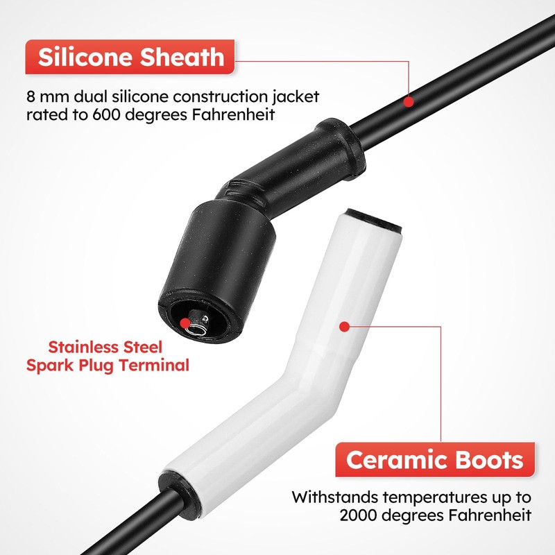 9070C Ceramic Boot Spark Plug Wires Set Extreme 9000 Ceramic