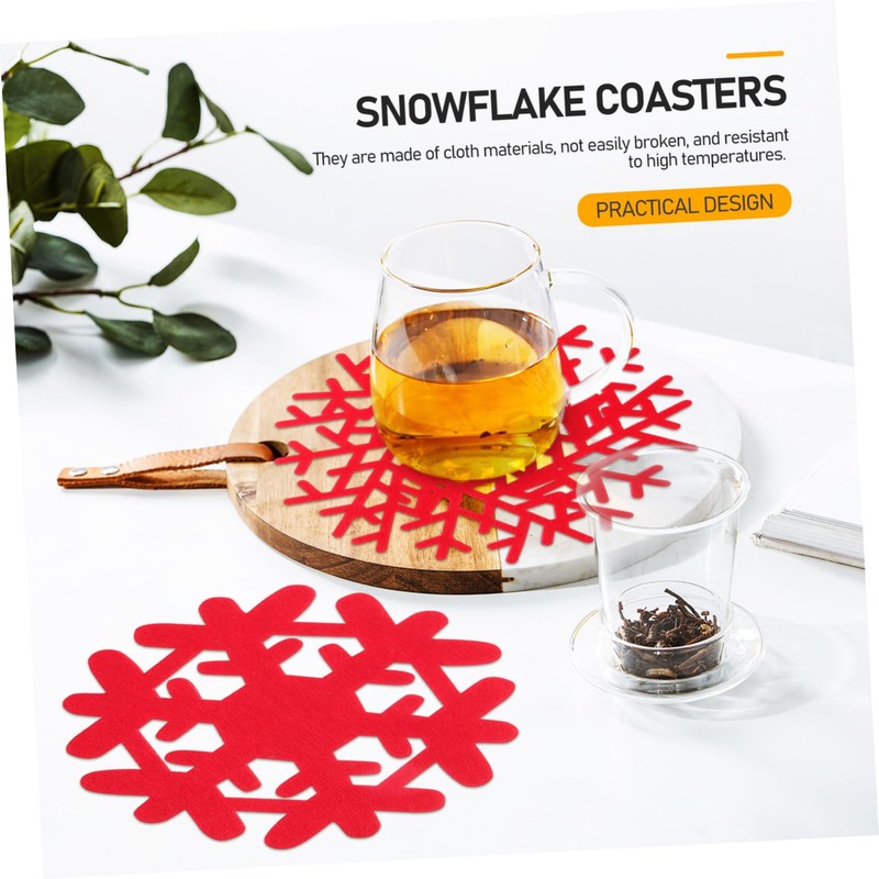 Ciieeo 4pcs Christmas Snowflake Coasters Insulated Desktop Cup Mats for