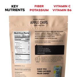 Drybox Dried Apple Chips No Sugar Added 3 Pack Apple Crisps, Dehydrated Oven Baked Sliced Apple Snack Packs | Non-GMO Gluten Free Keto Friendly Snack, 1.2 oz per pack, 3 Packs