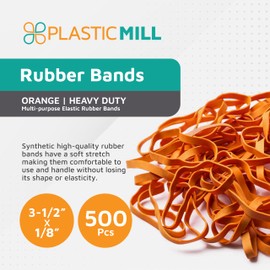 PlasticMill Rubber Bands - #33 Size - Rubberbands - 1Lb/500 Count. 1 Pound / 500 Count Orange