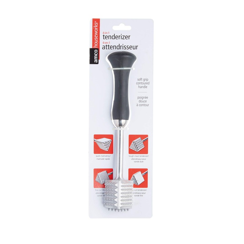 Amco Houseworks 4-in-1 Metal Meat Tenderiser Mallet, 23 cm (9"),