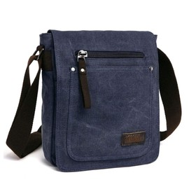 DASKING Retro Messenger Bag for Men, Men's Small Canvas Briefcase Casual Crossbody Messenger Shoulder Bag Everyday Satchel Bags Laptop Bag(Blue)