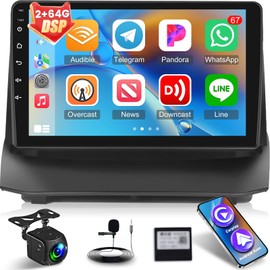 [2+64G] for Ford Fiesta 2009-2017 Android Car Stereo: 9 inch HD Touch Screen Headunit- Wireless Carplay and Android Auto, DSP/EQ, 5G/WiFi, GPS, FM/RDS Radio, SWC + Canbus + AHD Backup Camera
