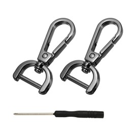 YELARXI Swivel Clasps Hook, 5/8 Inch ID Detachable Snap Hook W/Screw Bar D Ring Claw Clasp with Screwdriver Fit for Lanyard Bag Leather Craft Purse Hardware DIY Bag (2 Pack, Black)