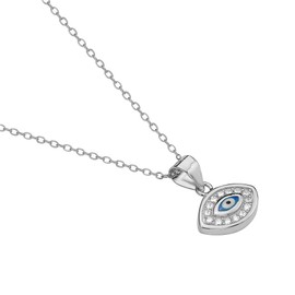 My Daily Styles 925 Sterling Silver Evil Eye White Womens Pendant Necklace with Chain (Silver)