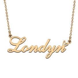 HUAN XUN Londyn Name Necklaces for Women Custom Name Necklaces Gold Nameplate Pendant Jewelry Gift for Christmas