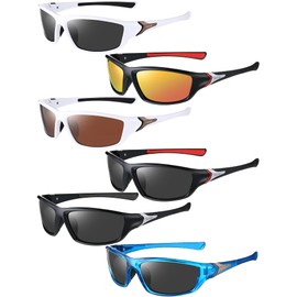 Frienda 6 Pack Polarized Sport Sunglasses for Men Multipack Sunglasses Pack Fit over Sunglasses Lot Set Mens Sport Fishing Sunglasses Bulk(Classic Colors)